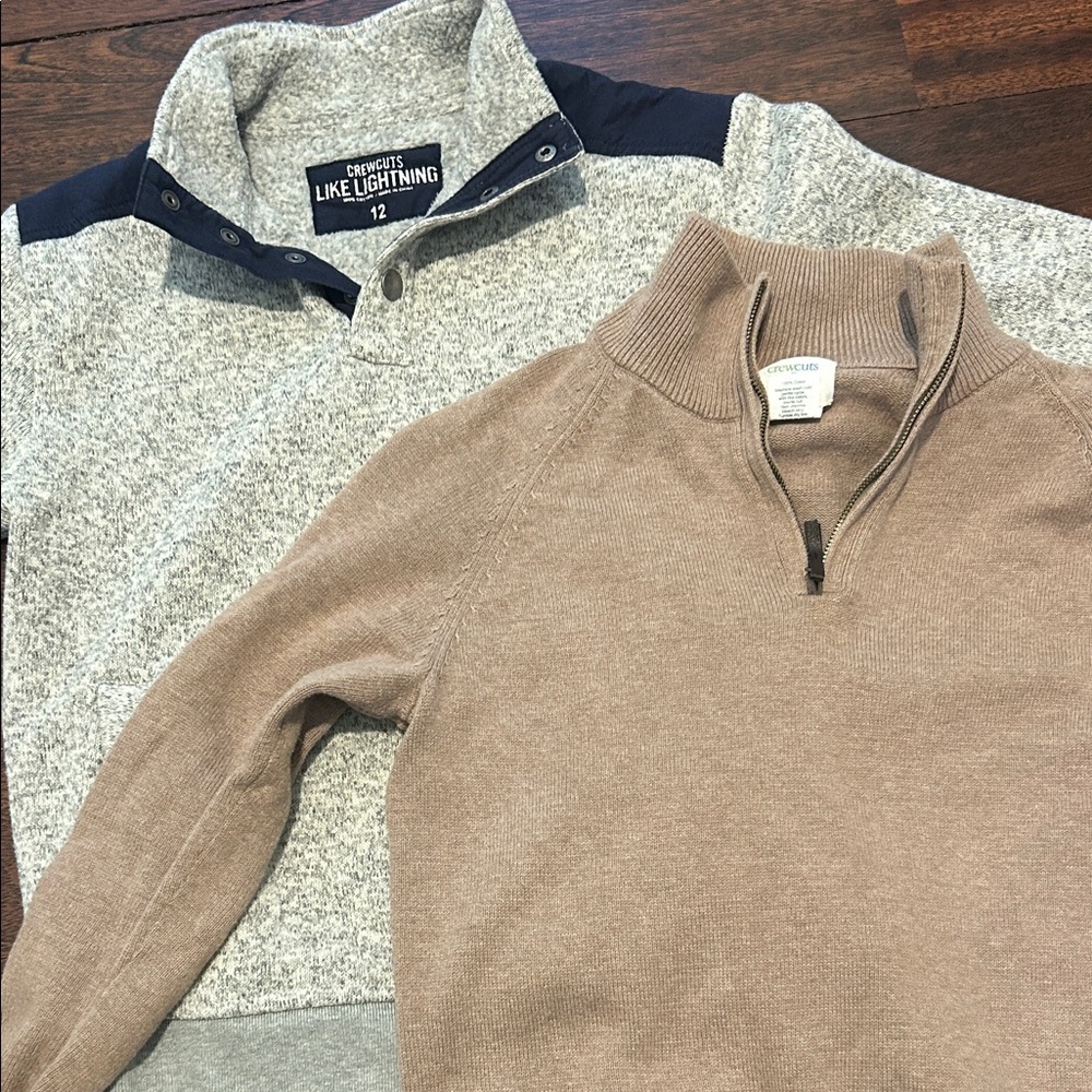 Crewcuts Boys Beige and Gray Sweater Set